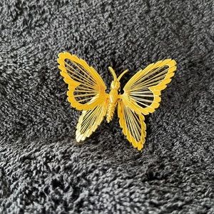 Monet Gold Tone Butterfly Brooch